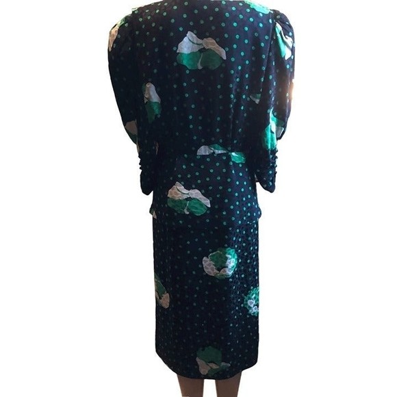 Vintage 80's Saint Romei Green and Black Dress - Picture 4 of 5